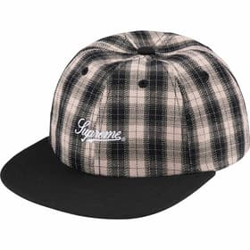 Supreme Script Logo 6-Panel Black Plaid