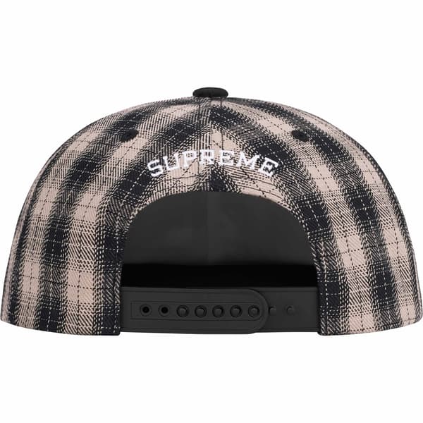 Supreme Script Logo 6-Panel - Black Plaid (front)