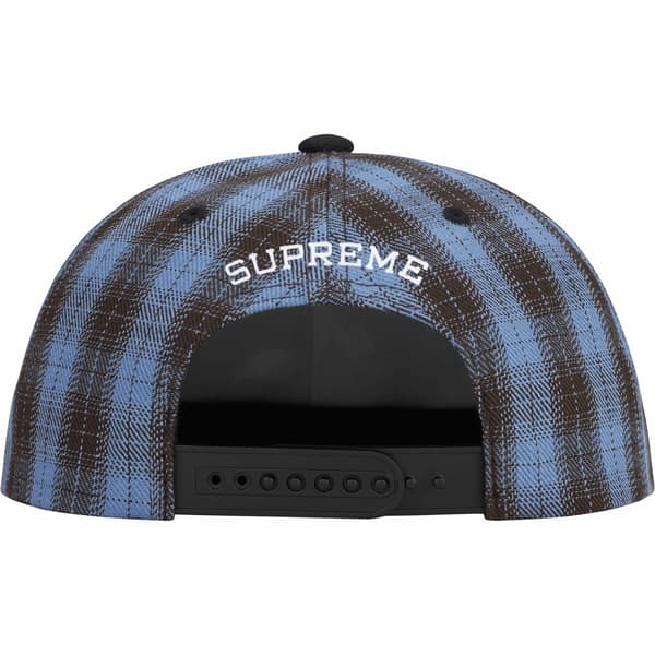 Supreme Script Logo 6-Panel - Blue Plaid (front)