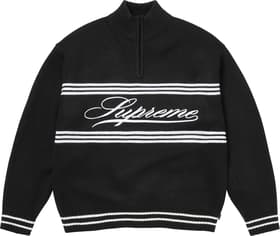 Supreme Script Stripe Half Zip Sweater Black
