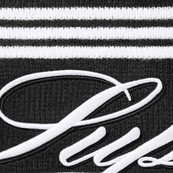 Supreme Script Stripe Half Zip Sweater - Black (front)