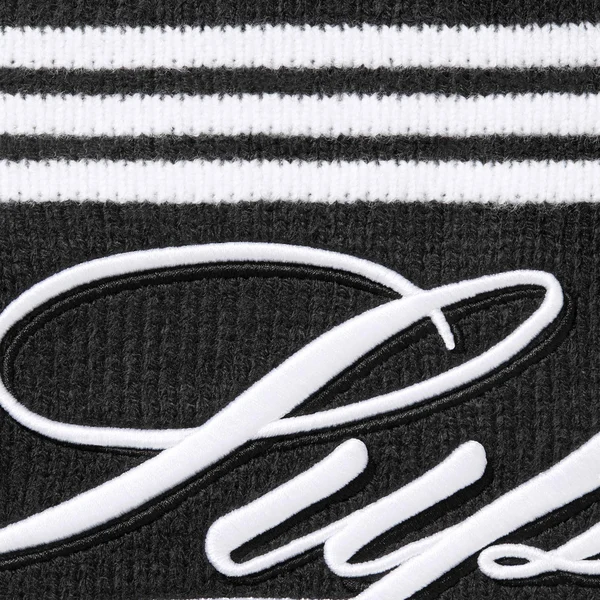 Supreme Script Stripe Half Zip Sweater - Black (front)