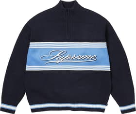 Supreme Script Stripe Half Zip Sweater Navy