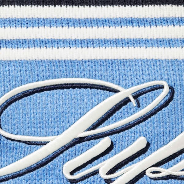 Supreme Script Stripe Half Zip Sweater - Navy (front)