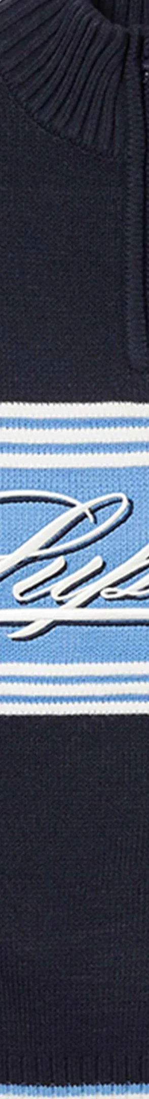 Supreme Script Stripe Half Zip Sweater - Navy (front)