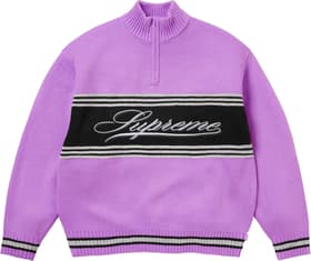 Supreme Script Stripe Half Zip Sweater Purple