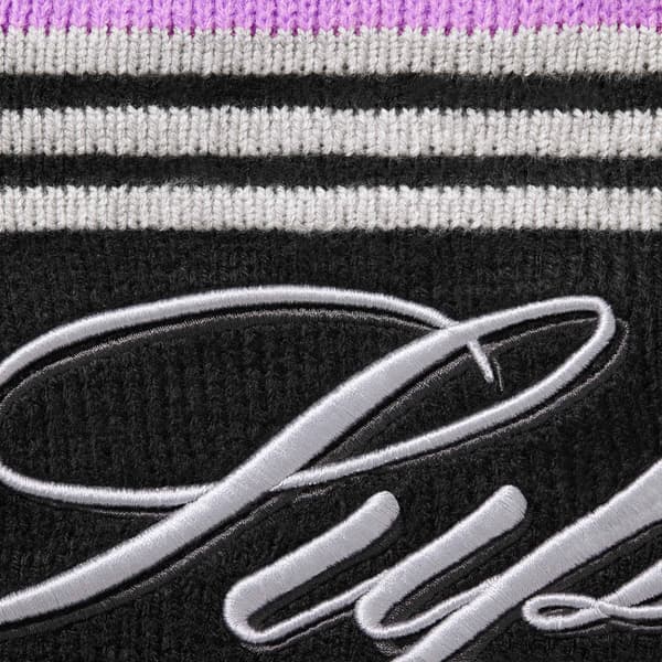 Supreme Script Stripe Half Zip Sweater - Purple (front)