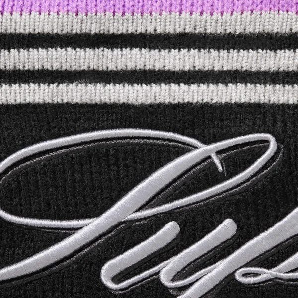 Supreme Script Stripe Half Zip Sweater - Purple (front)