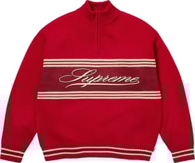 Supreme Script Stripe Half Zip Sweater Red