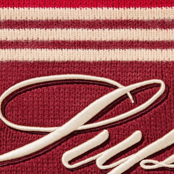 Supreme Script Stripe Half Zip Sweater - Red (front)