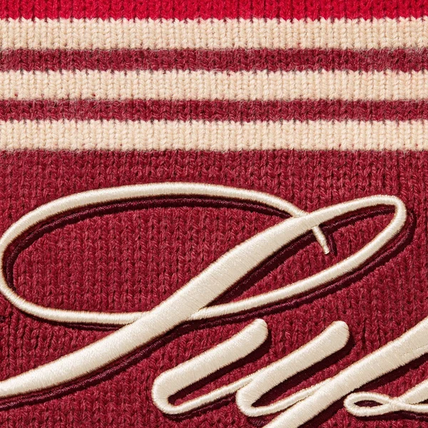 Supreme Script Stripe Half Zip Sweater - Red (front)