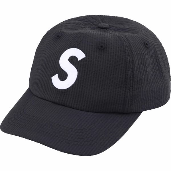 Supreme Seersucker S Logo 6-Panel - Black (front)