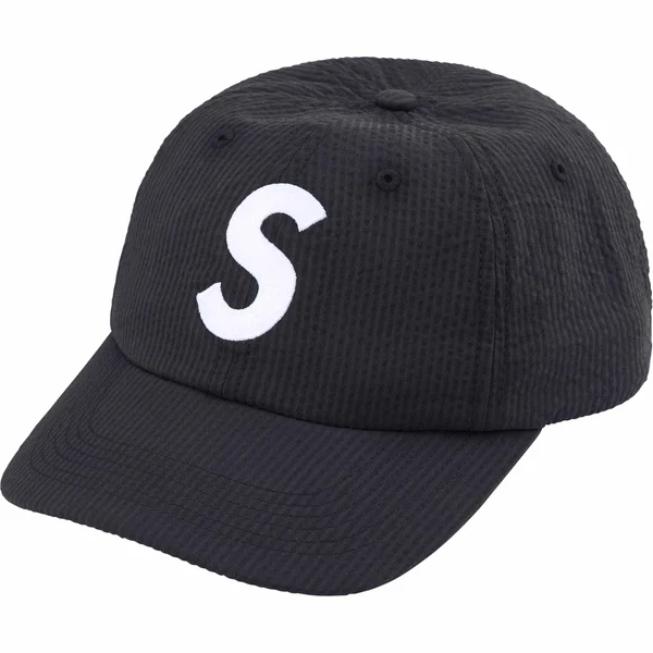Supreme Seersucker S Logo 6-Panel - Black (front)