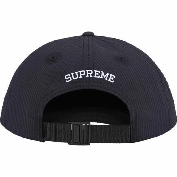 Supreme Seersucker S Logo 6-Panel - Black (front)