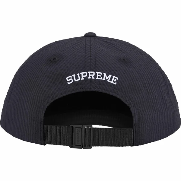 Supreme Seersucker S Logo 6-Panel - Black (front)