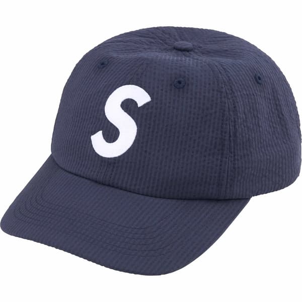 Supreme Seersucker S Logo 6-Panel - Navy (front)
