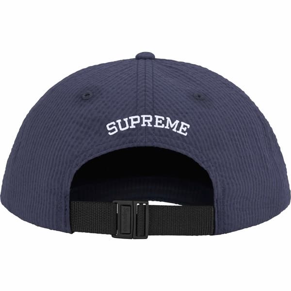 Supreme Seersucker S Logo 6-Panel - Navy (front)