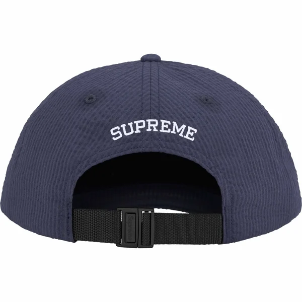 Supreme Seersucker S Logo 6-Panel - Navy (front)