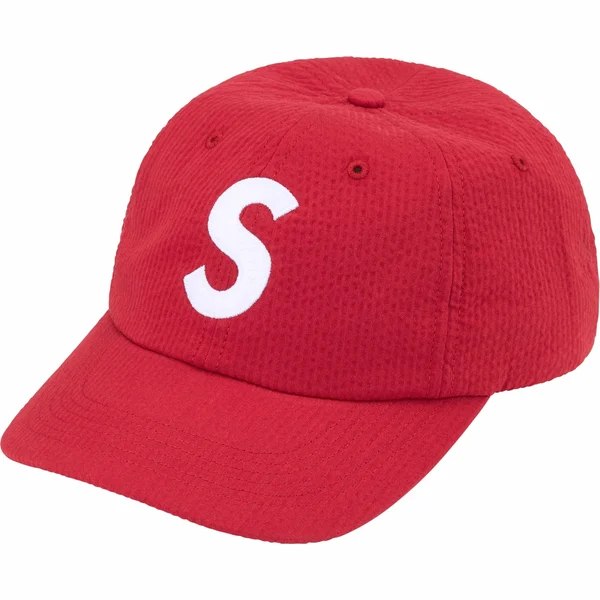 Supreme Seersucker S Logo 6-Panel - Red (front)