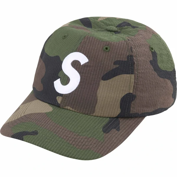 Supreme Seersucker S Logo 6-Panel - Woodland Camo (front)