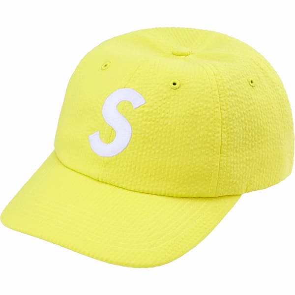 Supreme Seersucker S Logo 6-Panel - Yellow (front)