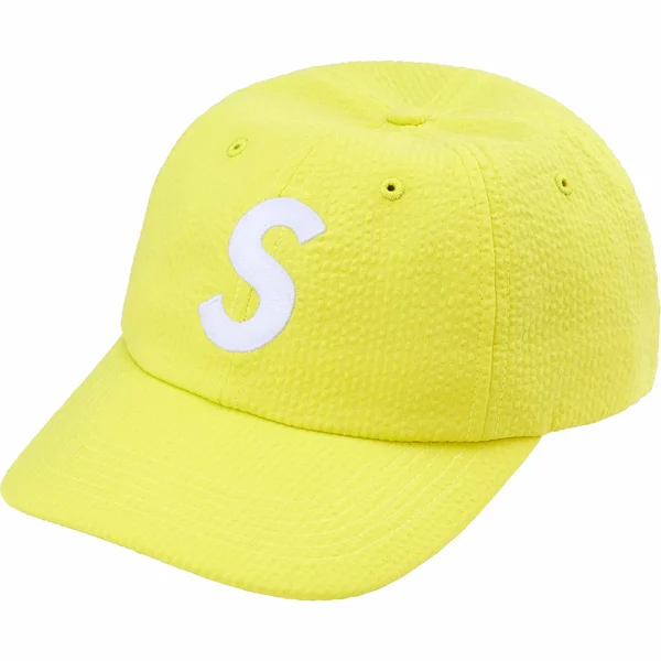 Supreme Seersucker S Logo 6-Panel - Yellow (front)