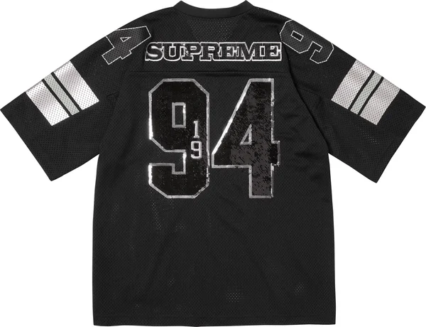 Supreme Sequin Football Jersey - Black (front)