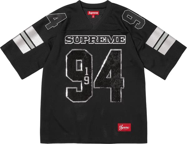 Supreme Sequin Football Jersey - Black (front)