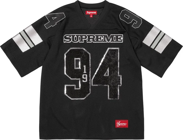 Supreme Sequin Football Jersey - Black (front)