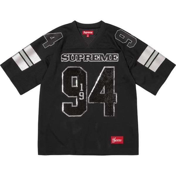 Supreme Sequin Football Jersey - Black (front)