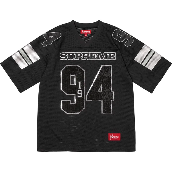 Supreme Sequin Football Jersey - Black (front)