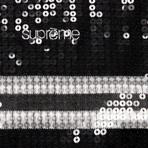 Supreme Sequin Stripe Zip Polo - Black (front)