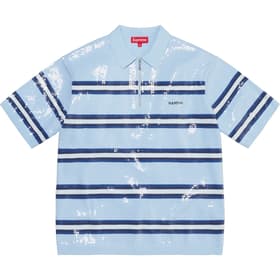 Supreme Sequin Stripe Zip Polo Blue