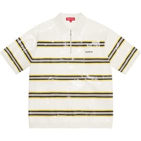Supreme Sequin Stripe Zip Polo White