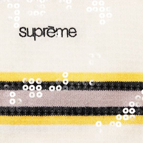 Supreme Sequin Stripe Zip Polo - White (front)