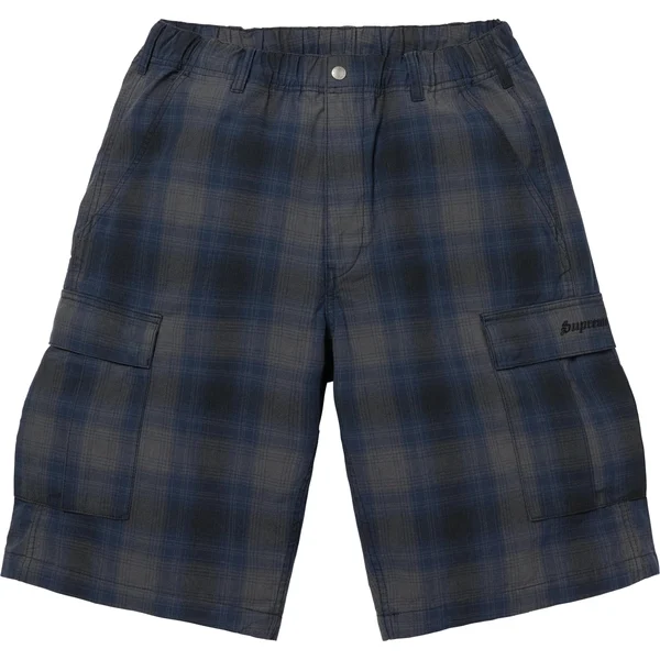 Supreme Shadow Plaid Cargo Short - Black (front)
