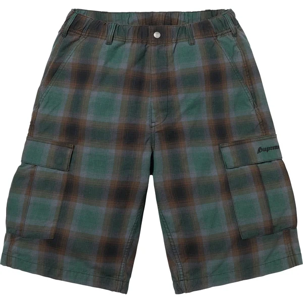 Supreme Shadow Plaid Cargo Short - Green (front)