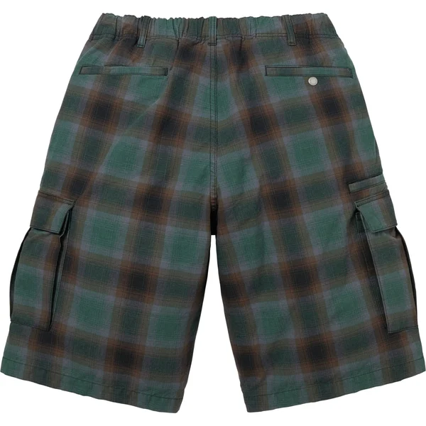 Supreme Shadow Plaid Cargo Short - Green (front)