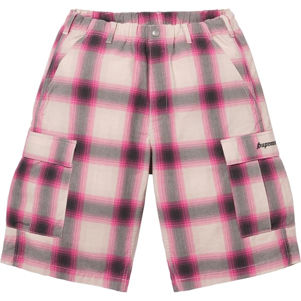 Supreme Shadow Plaid Cargo Short - Pink (front)