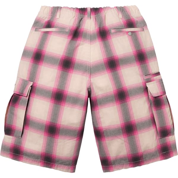 Supreme Shadow Plaid Cargo Short - Pink (front)