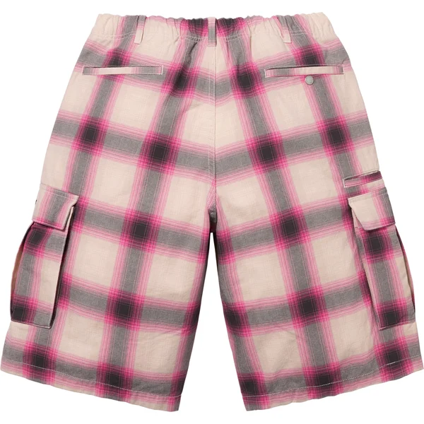 Supreme Shadow Plaid Cargo Short - Pink (front)