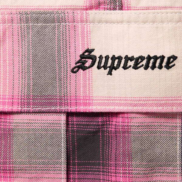 Supreme Shadow Plaid Cargo Short - Pink (front)
