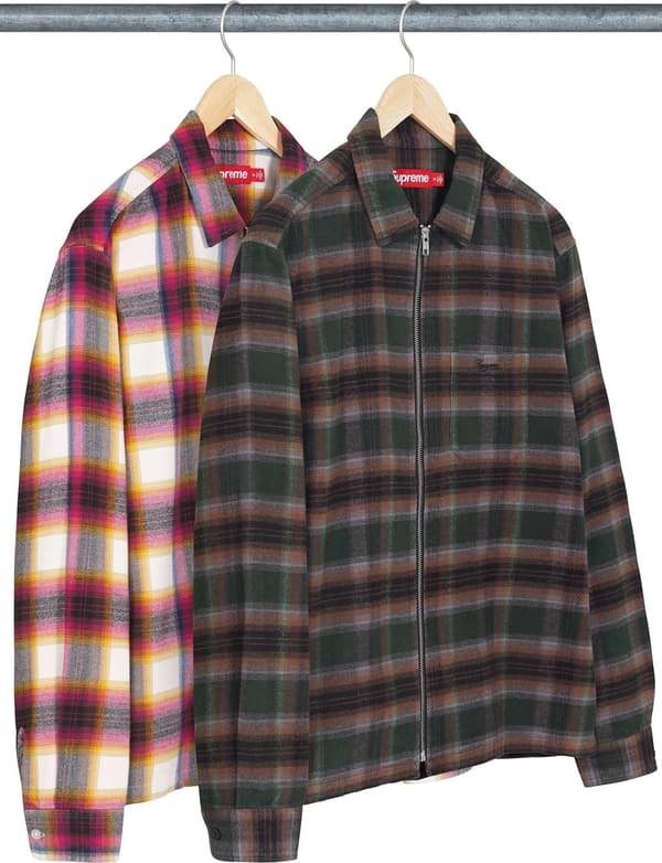 Supreme Shadow Plaid Flannel Zip Up Shirt - Product Image