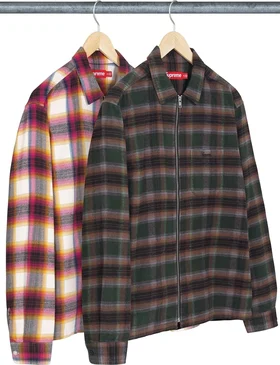 Supreme Shadow Plaid Flannel Zip Up Shirt