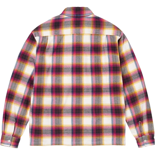 Supreme Shadow Plaid Flannel Zip Up Shirt - White (front)