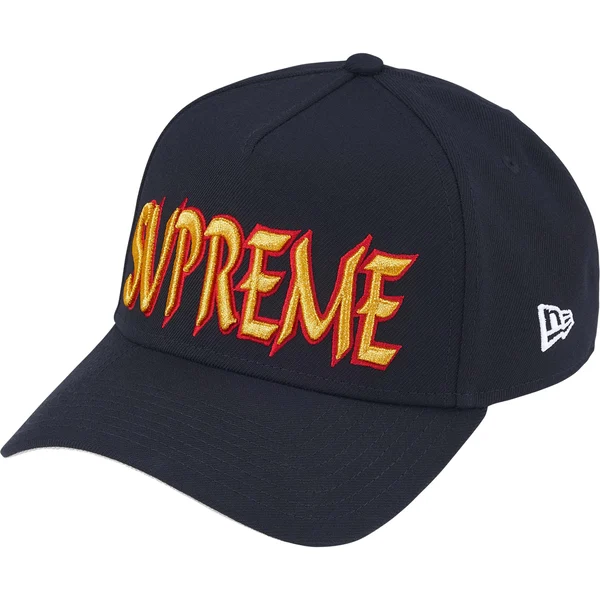 Supreme Sharp Spellout Adjustable New Era - Navy (front)