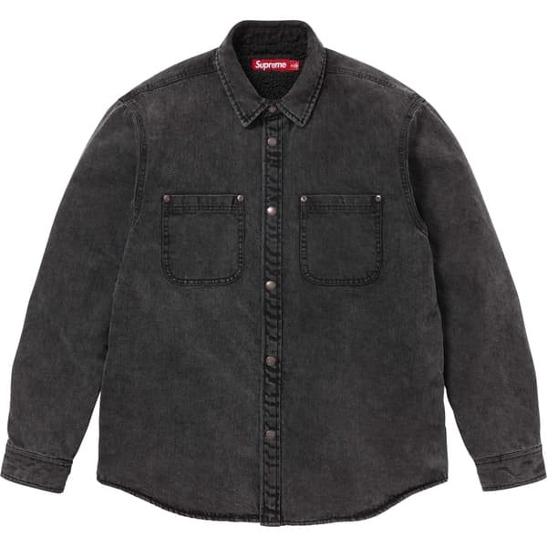Supreme Shearling Lined Denim Work Shirt - Black (front)