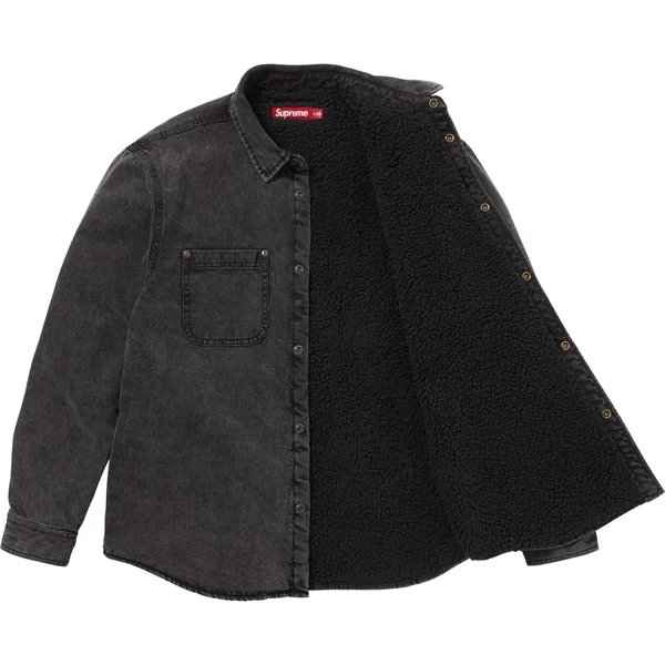 Supreme Shearling Lined Denim Work Shirt - Black (front)