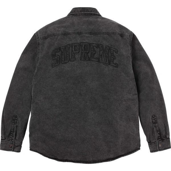 Supreme Shearling Lined Denim Work Shirt - Black (front)