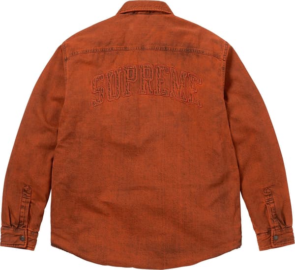 Supreme Shearling Lined Denim Work Shirt - Overdyed Orange (front)